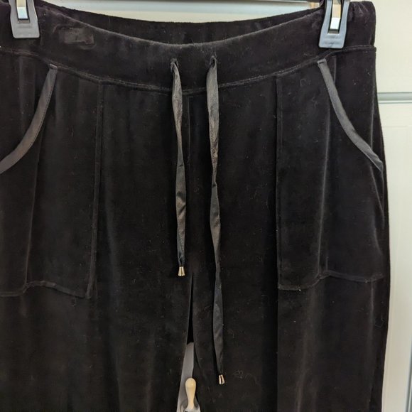 Ladies Black Velour Lounge Pant Drawstring 30-in Inseam Charter Club Petite P/P - Picture 2 of 8